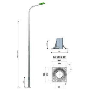 Cột đèn bát giác liền cần