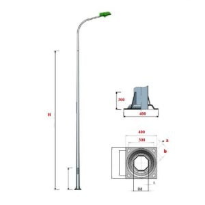 Cột đèn tròn côn liền cần