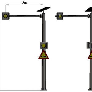 Trụ đèn cảnh báo chớp vàng cao 6m vươn 3m